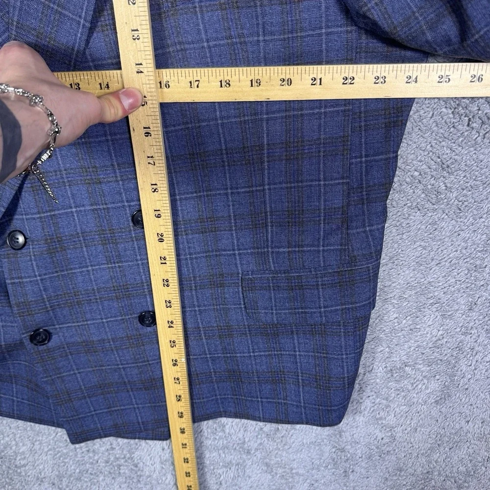Joseph Abboud Suit Men 48 Lanificio di Pray Double Breasted Peak Windowpane